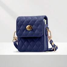 Fashionable Rhombus Faux Leather Crossbody Phone Bag With Detachable Strap And Security Clasp, Suitable For Samsung Z Flip 3/4/5/6/7