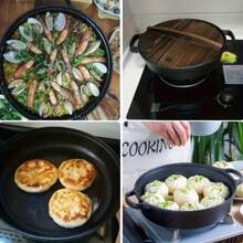 1 pieza Sartén de hierro fundido, sartén antiadherente sin revestimiento para panqueques, utensilios de cocina multifuncionales antiadherentes, aptos para pizza, a la parrilla, panqueques - compatibles con todas las estufas, incluyendo eléctricas, de inducción y de gas, ideales para la cocina del hogar y la cocina al aire libre
