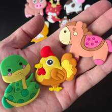 Set de 12 imanes de nevera con diseños de animales de dibujos animados - Imanes magnéticos flexibles de goma y PVC con signos del zodiaco para la nevera, la oficina, el lavavajillas, la pizarra blanca, el casillero - Ilustraciones educativas, decorativas y divertidas, diseños coloridos para la decoración del hogar