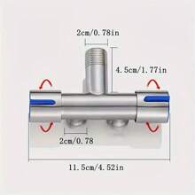Vanne d'angle à trois voies à double commande, 1 entrée 2 sorties, vanne d'angle de robinet, noyau en laiton en acier inoxydable 304, valve à trois voies compagne des toilettes 1/2", connecteur de tuyau divisé multifonctionnel facile à installer, convient pour le lave-linge, le robinet mural de salle de bain, le connecteur de pomme de douche