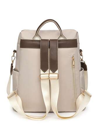 Snygg nylonryggsäck för kvinnor, fyrkantig minimalistisk ryggsäck med klaffar, stor kapacitet i collegestil. Lämplig för shopping, plånbok, student, unga kvinnor, universitetsstudenter, affärskläder. Perfekt för kontor, universitet, arbete, affärer, pendling, utomhusaktiviteter, resor och picknick.