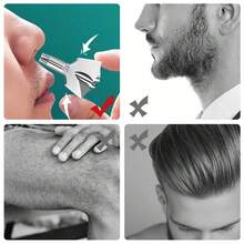 不锈钢手动鼻毛修剪器，男女通用，防水面部脱毛修剪器 - 銀色 - 查看 7