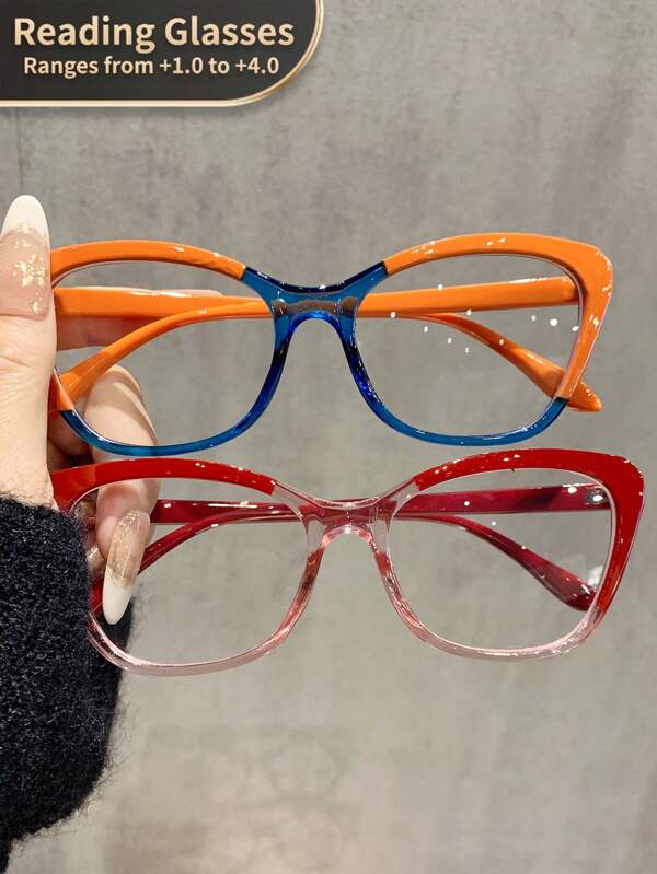 LiMiaoMiao 1pc Women Cat Eye Vintage Reading Glasses, Transparent Clear Magnifying Computer Reading Glasses