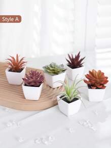 6 Stücke 3,5 Zoll (H) große simulierte Mini-Sukkulenten-Topfpflanzen für das Herbsthaus, Wohnzimmer, Badezimmer, Büro, Erntedankfest, Erntedankfest, Party und als süße Dekoration für den Schreibtisch