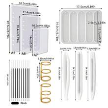 A5 A6 A7 Notebook Cover & Transparent Pen & Bookmark Resin Casting Molds Kit, Epoxy Resin Silicone Molds, DIY Crystal Handmade Stationery Craft Supplies, Hybrid Shape Pens Mould - Clear - View 8