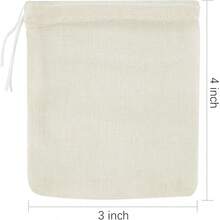 Reusable Tea Bags - 24 Pack Natural Unbleached Cotton Cheesecloth Muslin Sachet Bags For Straining Coffee Tea Brew (3 X 4 Inch) - Multicolor - View 4