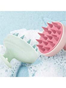 1pc Scalp Massaging Hair Brush, Manual Soft Silicone Scalp Cleansing Brush, Odorless Silicone Scalp Massager And Shampoo Brush - Non-Electric, Perfect For Deep Cleansing And Relaxation In Shower/Bathtub - Multicolor - View 4