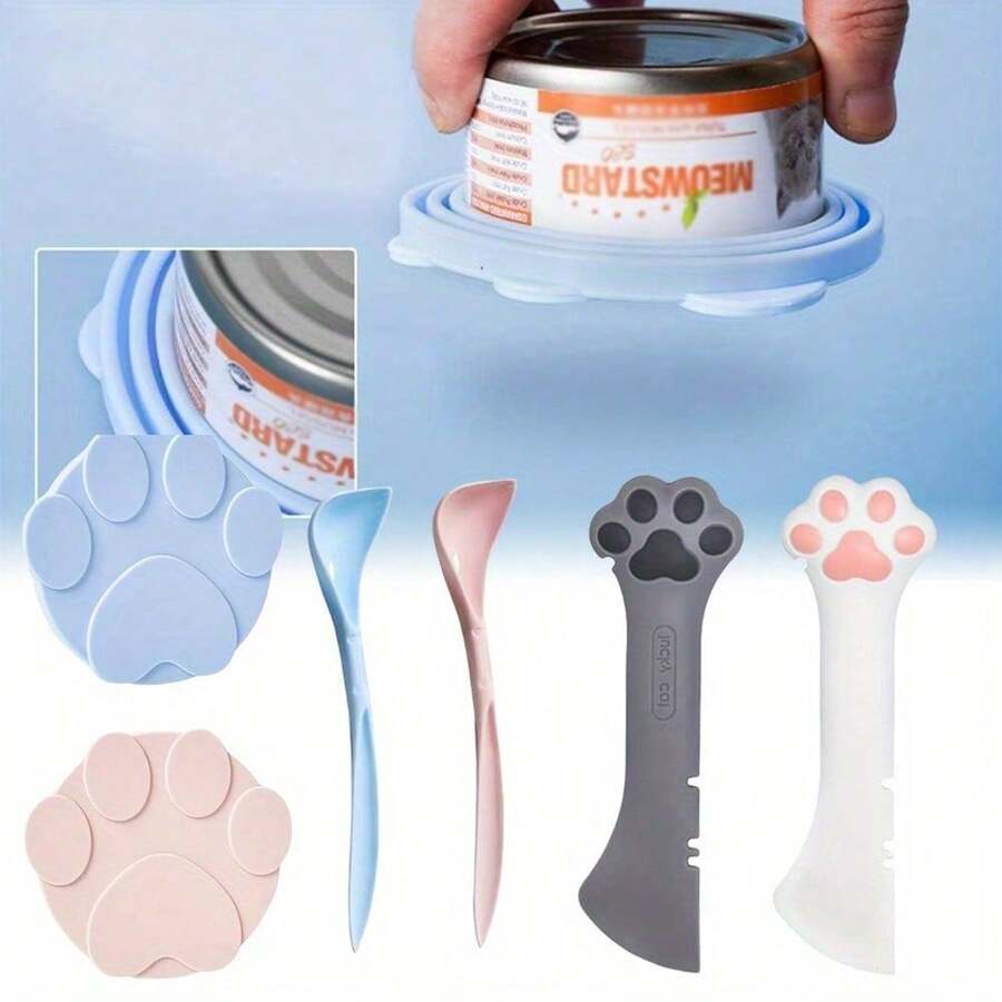 6 PACK Can Lids Pet Food Can Cover Food Mixing Spoons Food Canned Scoop Fits Most Standard Size Dog Cat Can Tops For Pet Cat Dog Feeding Can Wet Food Storage - 6 PCS - 查看 1