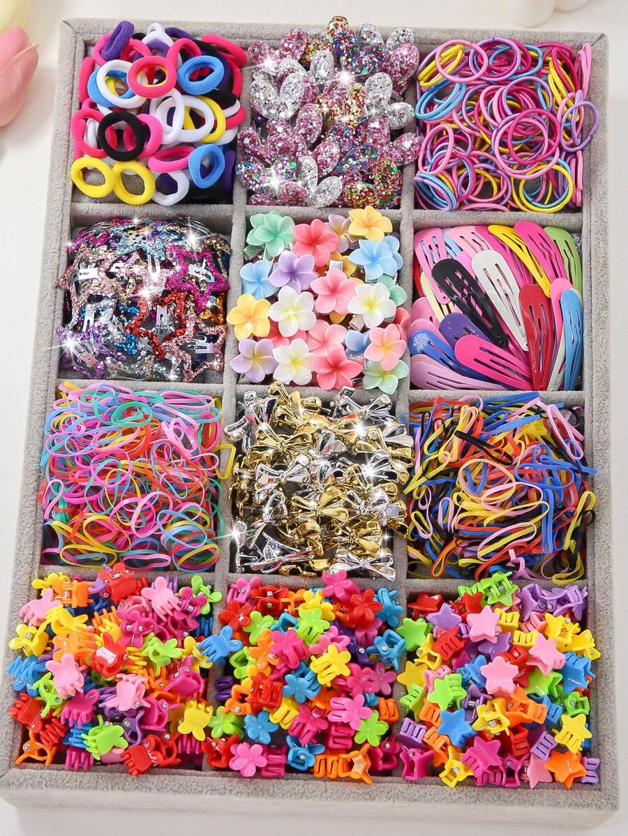 865pcs Set Girls Daisy Flower/Bow/Sequin/Heart Shape Hair Clips, Hair Ties, Hair Pins, Barrettes Accessories, Cute & Elegant For Daily Use And Gifting, Hair Accessories, Claw Clips, School Stuff, College, Y2k Outfit, Gifts, Bows, Classy, Best Friend Gifts, Hair Bands, Head Accessories,Summer,Holiday,Travel - Multicolor - View 1