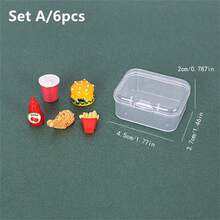 1 Set Of 4/5/6 Miniature Fast Food Play Kitchen Toy Model, Including Lunch Box, Beer, Fried Chicken, French Fries, Soda - Various - View 9