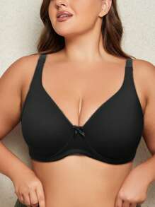 Nahtloser Smoothing-BH Große Größen für Damen mit vollständiger Abdeckung und ohne Bügel, schwarzer minimalistischer glatter Formbecher, bequeme Alltagsunterwäsche