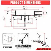 LIZHOUMIL 180 Lbs Capacity Foldable Heavy-Duty 2-Bike Hitch Rack For Electric Bicycles,2-Inch Receiver Compatible With SUV, Truck, RV, Car - Black - View 4