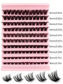 Rikuaild 120pcs Cluster False Eyelashes, Faux Mink Material, Comfortable D-Curl Voluminous, 8-16mm Length, Mixed Natural Long Lashes For Eyelash Extension, Segmented Application, Personal Eyelash Makeup Tool - 黑色 - 查看 6