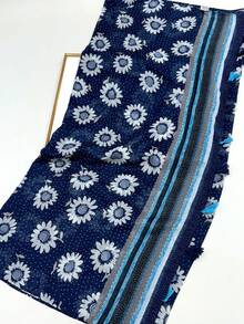 优雅简约丝巾，时尚女士真丝围巾，色彩鲜艳的印花大披肩，波西米亚风沙滩披肩，春夏棉麻质感披肩 - 彩色 - 查看 8