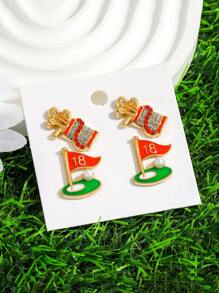 Set de 12 pares de pendientes de mujer con diseño de bolas deportivas con rhinestones, que incluyen baloncesto, aro de baloncesto, fútbol, pelota de golf, adecuados para usar en eventos deportivos diarios
