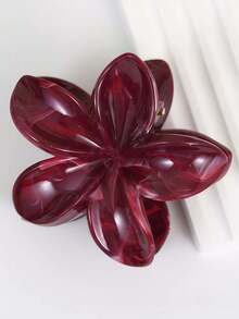 1 件勃艮第大理石花朵扎染渐变发爪发夹波西米亚假日风格树脂 + 合金材料花形爪夹混合细节强力防滑齿时尚发爪适合海边度假/日常穿着/音乐节/夏季搭配发饰时尚发夹 - 彩色 - 查看 2