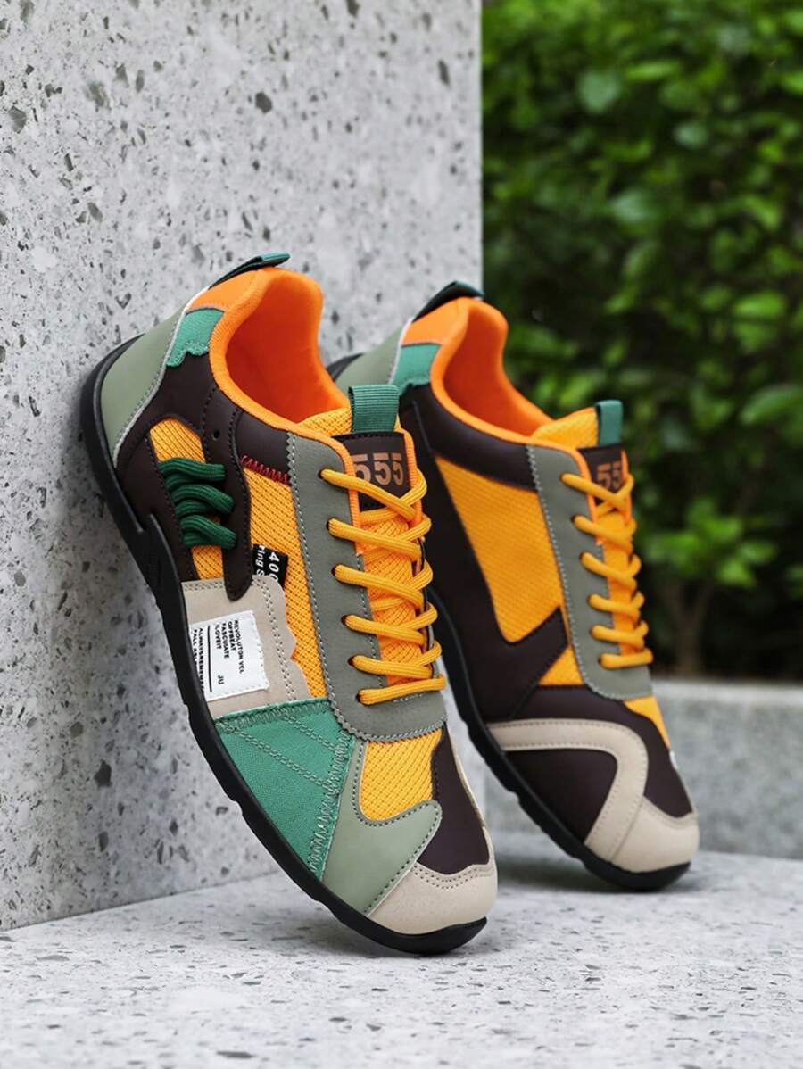 [Breathable Casual Sneakers] Comfortable Men's Breathable Casual Sneakers - Non-Slip, Durable Fabrics, Stylish Contrasting Designs - Outdoor, Jogging, Walking, Traveling, Christmas, Birthday Gifts
