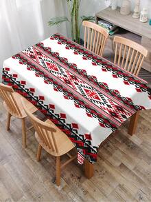 1pc Bohemian Geometric Series Print Tablecloth, Modern Polyester Rectangular/Round Waterproof Tablecloth, Digital Printing Suitable For Living Room, Home, Outdoor Dining Table, Small Round Table - Multicolor - View 7