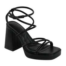 Taurus - Square Toe Ankle Strap Block Heels, Cushioned Comfortable Insole, Stylish Party Heels, Elegant Night Out Footwear For Women - Gold - View 6