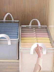 Caja de almacenamiento de PVC transparente de gran capacidad, caja organizadora de ropa plegable con marco de acero, contenedor de almacenamiento multiusos para el hogar para dormitorio & armario, decoración práctica para el hogar, ideal para vestidos, ropa de invierno, camisas y pantalones - transparente - Ver 4