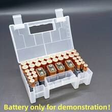 1 pezzo Scatola portabatterie ad alta capacità, adatta per scomparti per batterie AA/Batteria da 9V/Batteria AAA e per varie dimensioni di batterie, organizer per batterie, scomparti multifunzione per batterie, scatola di stoccaggio in plastica, scatola organizer trasparente, adatta per giocattoli domestici/stoccaggio batterie per telecomandi