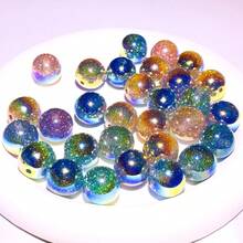 20/10 件全新爆款宇宙银河星空闪亮圆珠硅胶珠焦点珠 DIY 笔钥匙扣手机链饰品配件