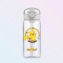 pokemon 400ML Cartoon Pokemon Pikachu Sports Water Bottle Outdoor Large Capacity Leak-Proof Cup Motivational Portable Plastic Cup Straw
