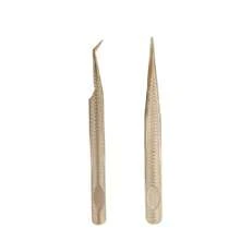 FADVAN 1/2Pcs Eyelash Tweezers Extension Black/Silver/Gold Stainless Steel Superhard Tweezers Straight And Bend Tweezer Eyebrow Volume Tweezers Set Makeup Tool High Precision Anti-Static Tweezers