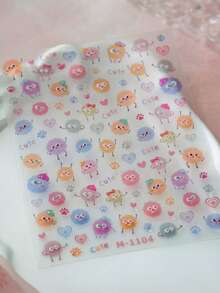 Beautizon Nailartlab 1 件卡通 5D 彩色毛球指甲贴纸，可爱多巴胺表情设计贴纸，女孩指甲装饰贴花 - 彩色 - 查看 8