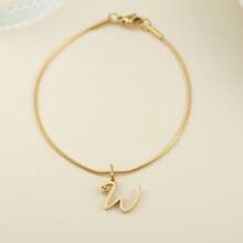 1pc Stainless Steel Fine Round Snake Chain Bracelet For Women, With 26 Alphabet Friendship Bracelet, Elegant Accessory Gift For Graduation, Holiday, All Year Round