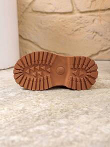 最新时尚儿童踝靴，幼儿平底侧拉链休闲鞋，春秋季新款皮革男童靴女童婴儿短靴 - 棕色 - 查看 8