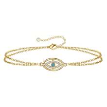 TUANZISP 1 pièce Bracelet doré en zirconium cubique et œil bleu en couches, un bijou exquis et personnalisé en cadeau pour les femmes, mode casual polyvalente