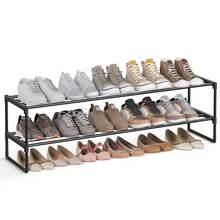 SONGMICS Shoe Rack, 2 Tier Shoe Organizer, Metal Shoe Storage Shelf For 12 Pairs Of Shoes, Easy To Assemble, For Entryway, Closet, Bedroom, Living Room, Black - màu đen - Xem 2
