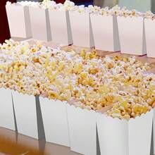 10 件白色爆米花盒、迷你纸质爆米花容器、派对和节日用纸板爆米花架