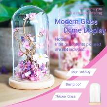 1pc Glass Cover, Blind Box, Preserved Flower, Doll Display, Glass Display Dome With Soft Wood Bottom, Mason Jar Dome, Vase Display Box, Transparent Dome-Shaped Jar Display Box, For Crafts, Plants, Lights, Succulents, Trophies, Pocket Watches Desktop Centerpiece Decor, Home Christmas Party Gift Decoration