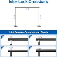 Backdrop Stand, 6.5ft Height 9ft Width Adjustable Photography Background Support Poles With Heavy Duty Flat Base, Photo Metal Steel Pipe And Drape Frame Kit For Parties Birthday Wedding