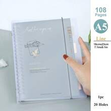 1pc A5/B5 108 Pages, 54 Sheets, Colorful Pp Cover, Detachable Transparent Spiral Bound Notebook, Ruled Pages, For Student Or Business, Diary Scrapbooking,School Supplies,Back To School