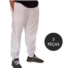 Kit 3 White Tactel Pants For Uniform, Reinforced Stitching All Loose - 白色 - 查看 1