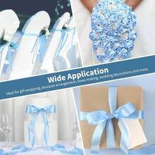 New 1-1/2 Inch Wide Sky Blue Satin Ribbon, 50 Yards Solid Polyter Fabric Ribbon For Ros Making, Gift Wring, Wedding Drations, Crafts, Bows - Sky Blue - 查看 7