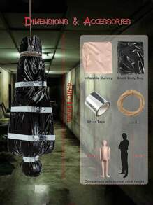 Decoración de Halloween de 5 pies de alto con figura colgante de víctima cadáver, decoración espeluznante y tétrica para casa embrujada, decoración de Halloween aterradora para exteriores, decoración hinchable de Halloween para patio