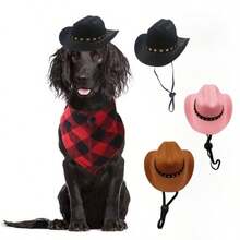 1pc Pet Cowboy Hat, Pet Accessories - Western-Style Cowboy Hat Sunshade For Cats Or Dogs, Photo Props For Festivals - Multicolor - View 10