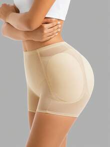 High Waist Butt Lifting Seamless Shorts For Women, Tummy Control Shapewear Shorts With Removable Padded Hip Enhancer, Waist Trainer, Postpartum Recovery Shorts, Slimming Bodysuit - Apricot - View 6