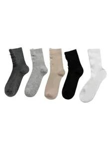 1/2/3/5 Pares de Calcetines mujer de pila rota de unicolor, calcetines de tripulación con agujeros rotos, estilo vintage, gruesos, para pareja, calcetines hasta el tobillo con agujeros en la calle