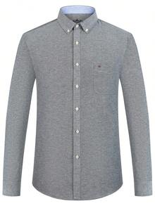 Oxford Shirts For Men Long Sleeve Mens Dress Shirts Casual Button Down Shirts With Front Pocket Regular Fit For Spring/Fall - Xám - Xem 1
