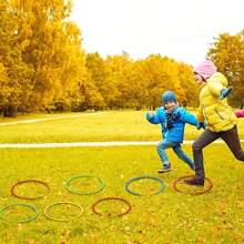 10pcs/Set Sensory Agility Rings, Colorful Plastic Multi-Person Interactive Fun Game Set, Throwing And Jumping Circle Game, Outdoor Garden Park Game (Random Color)