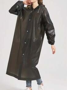 1/2/3pcs Black Reusable Rain Poncho - Fashionable Camping And Outdoor Activities Rainwear - Thick EVA Material Provides Ultimate Protection