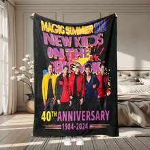 1pc New Music Youngsters On The Band Graphic Throw Blanket - Soft Flannel Lightweight Blanket For Sofa And Bed Decoration, 60in X 50in, 297gsm Single-Side Digital Printing, Four-Season Polyester Blended, Mixed Colors, Charming Style
