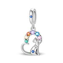 1 Piece Silver Plated Bead Pendant, Secret Glow Cat Paw Pendant, Little Cute Cat Bead, Garden Cat Pendant, Flower Pot Kitten Pendant, Pet Cat Bead, Fishing Kitten Pendant, Flying Kitten Pendant, Suzuran Cat Cat Pendant, Jump Rope Kitten Pendant, Loving Cat Pendant, Cat Stealing The Moonlight Pendant, Suitable For Women's Bracelets Necklaces DIY Jewelry Making Dating Gifts Sweet Style Women's Jewelry