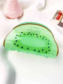 1pc Women Elegant Acrylic Fruit Lemon Watermelon Kiwi Hair Claw Clip, Large Size Non-Slip Fashion Hair Accessory, Suitable For Daily Use And As Gift, Hair Slide, Hair Barrettes