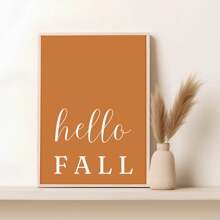 1pc, Canvas Hanging Picture, Framed Art Decoration, Ready To Hang, Wall Arts, Posters, Wall Art With Frame, Orange "Hello Fall", Wall Art, Autumn Leaves Prints, Modern Fall Decor, Pumpkin Decor, Fall Quotes Posters, Fall, Maple Leaf Decoration Posters, Halloween, Halloween Fall Decor, Room Decor, Dorm Decor ,Halloween Decor Home Decor
